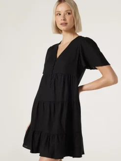 New Jeanswest Billie Tiered Dress Black