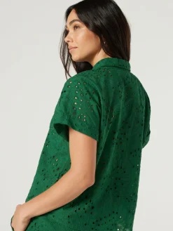 Hot Jeanswest Cara Cutwork Shirt Green
