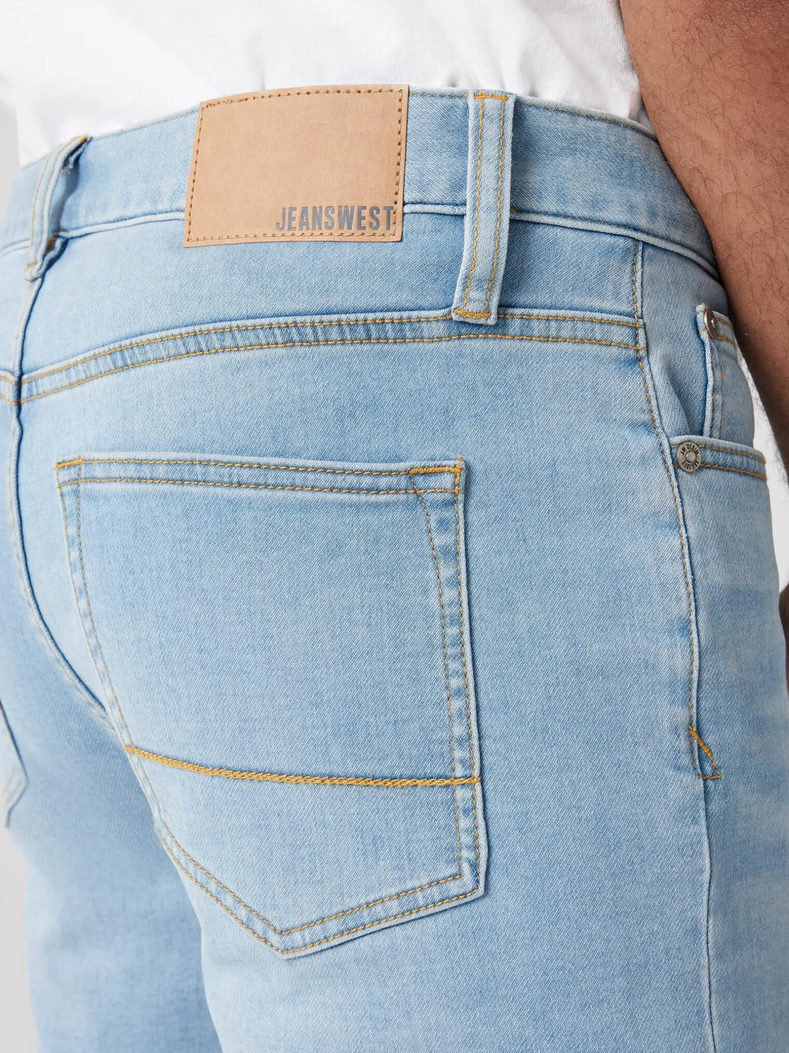 Outlet Jeanswest Connor Knit Denim Short Summer Blue