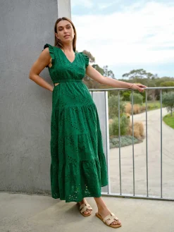 Discount Jeanswest Emma Cut Out Maxi Dress Green