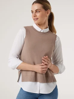 Fashion Jeanswest Genevieve Split Back Vest Black