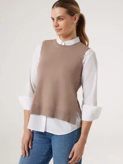 Fashion Jeanswest Genevieve Split Back Vest Black