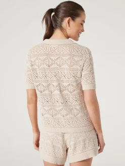 Flash Sale Jeanswest Halcyon Crochet Shirt Sand