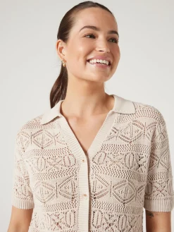 Flash Sale Jeanswest Halcyon Crochet Shirt Sand