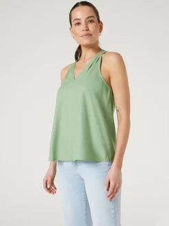 New Jeanswest Helena V-Neck Top Green