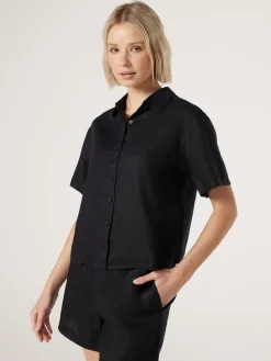 Best Jeanswest J-Luxe Classic Linen Relaxed Shirt Black