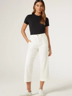 New Jeanswest Kelsey Utility Relaxed Capri OffWhite