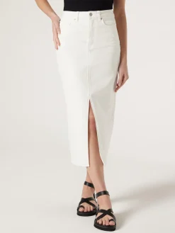 Sale Jeanswest Missy Denim Midi Skirt White