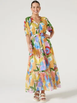 Best Jeanswest Shiloh Peasant Dress Green