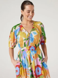 Best Jeanswest Shiloh Peasant Dress Green