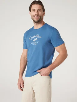 Cheap Jeanswest Short Sleeve Costa Mesa Print Crew Tee Navy