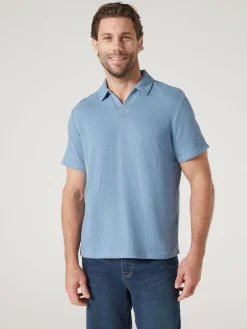 Cheap Jeanswest Short Sleeve Jasper Textured Polo Blue