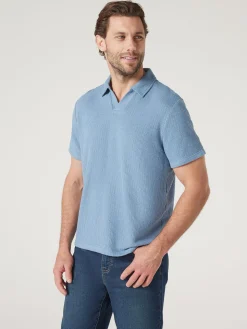 Cheap Jeanswest Short Sleeve Jasper Textured Polo Blue