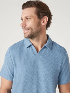 Cheap Jeanswest Short Sleeve Jasper Textured Polo Blue