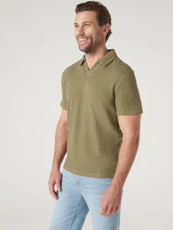 New Jeanswest Short Sleeve Jasper Textured Polo Blue