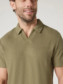 New Jeanswest Short Sleeve Jasper Textured Polo Blue