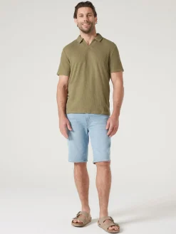 New Jeanswest Short Sleeve Jasper Textured Polo Blue