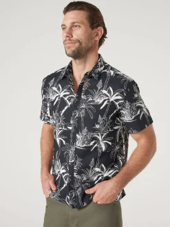 Cheap Jeanswest Short Sleeve Leon Print Shirt Black