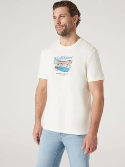 Hot Jeanswest Short Sleeve North Shore Print Crew Tee White