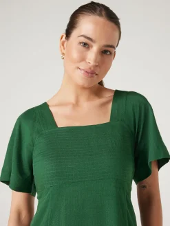 Hot Jeanswest Victoria Flutter Sleeve Dress Green